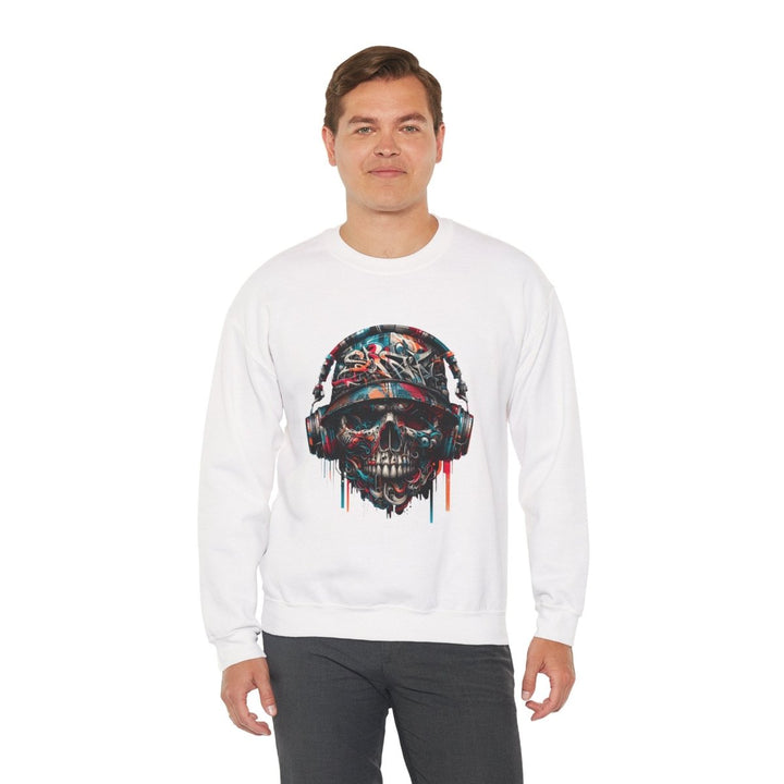 Urban Retro Graffiti Skull Headphone Crewneck Sweatshirt | Unisex Heavy Blend™ - Antique Cherry Red - S - Urban Retro Graffiti Skull Headphone Crewneck Sweatshirt | Unisex Heavy Blend™ - Tatoo Tee
