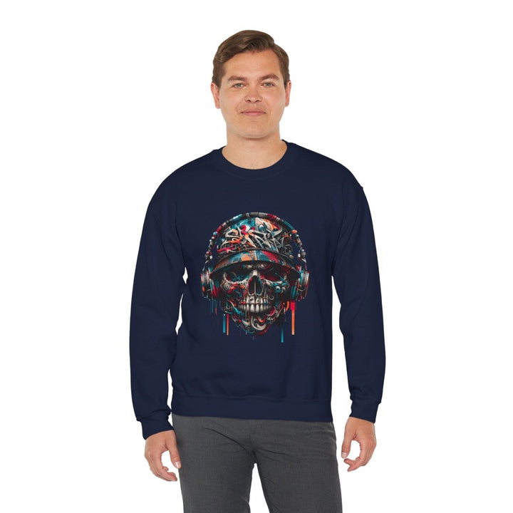 Urban Retro Graffiti Skull Headphone Crewneck Sweatshirt | Unisex Heavy Blend™ - Antique Cherry Red - S - Urban Retro Graffiti Skull Headphone Crewneck Sweatshirt | Unisex Heavy Blend™ - Tatoo Tee