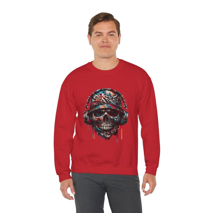 Urban Retro Graffiti Skull Headphone Crewneck Sweatshirt | Unisex Heavy Blend™ - Antique Cherry Red - S - Urban Retro Graffiti Skull Headphone Crewneck Sweatshirt | Unisex Heavy Blend™ - Tatoo Tee