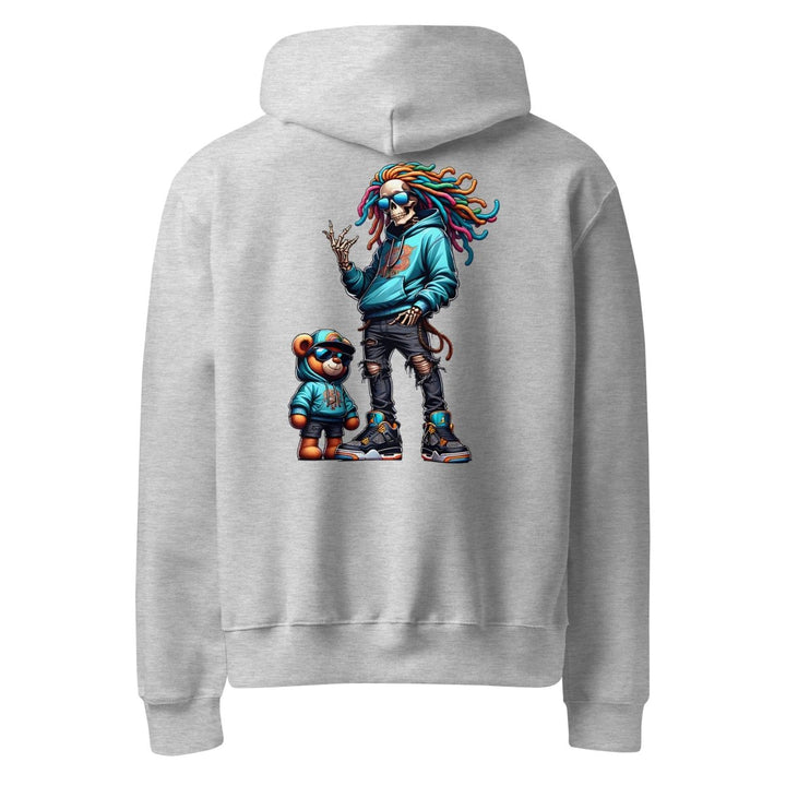 Urban Skeleton Teddy Bear Oversized heavyweight hoodie - Athletic Heather - S - Product mockup - Tatoo Tee