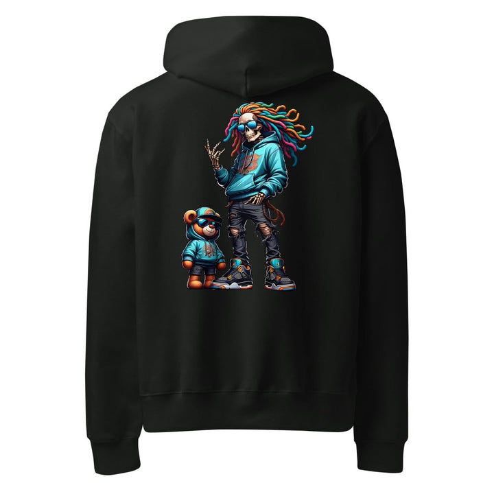 Urban Skeleton Teddy Bear Oversized heavyweight hoodie - Vintage Black - S - Product mockup - Tatoo Tee