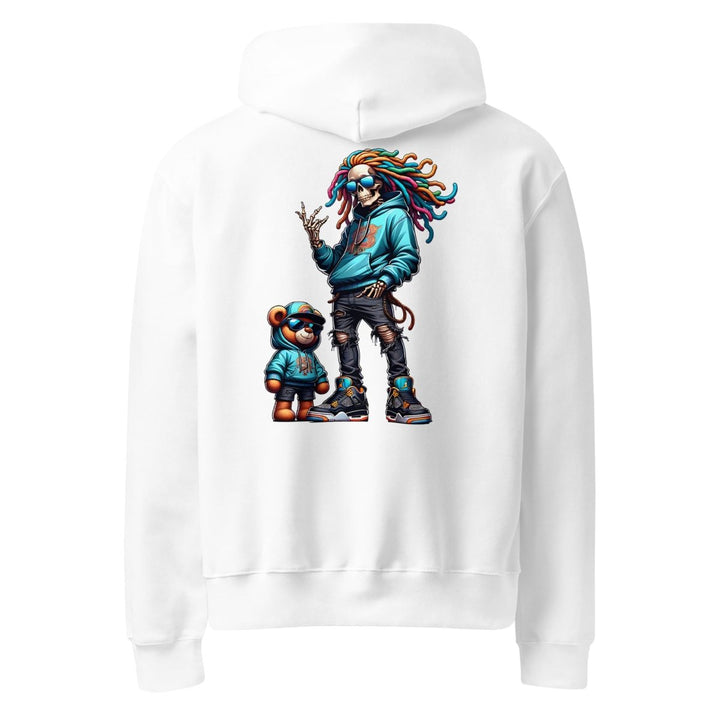 Urban Skeleton Teddy Bear Oversized heavyweight hoodie - White - S - Product mockup - Tatoo Tee