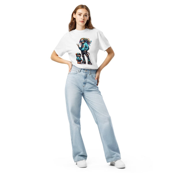 Urban Skeleton Teddy Bear Unisex garment - dyed heavyweight t-shirt - White - S - Product mockup - Tatoo Tee
