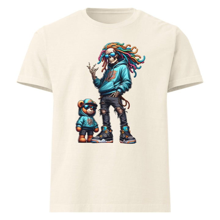 Urban Skeleton Teddy Bear Unisex oversized t-shirt - Vintage White - S - Product mockup - Tatoo Tee