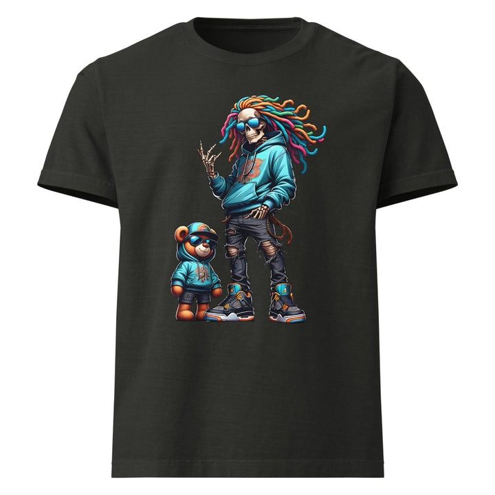 Urban Skeleton Teddy Bear Unisex oversized t-shirt - Washed Black - S - Product mockup - Tatoo Tee
