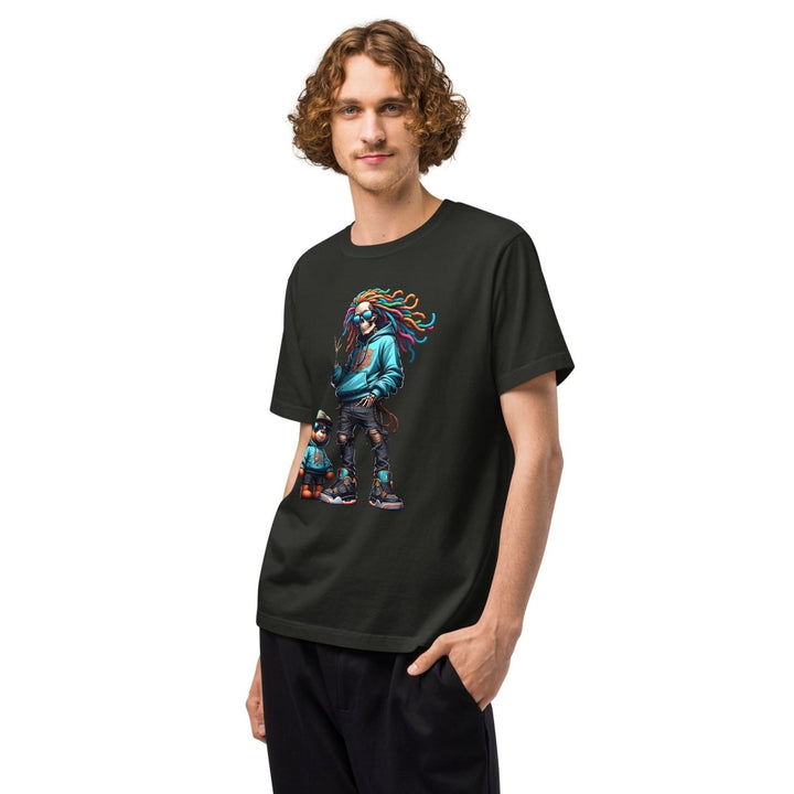Urban Skeleton Teddy Bear Unisex oversized t-shirt - Washed Black - S - Product mockup - Tatoo Tee
