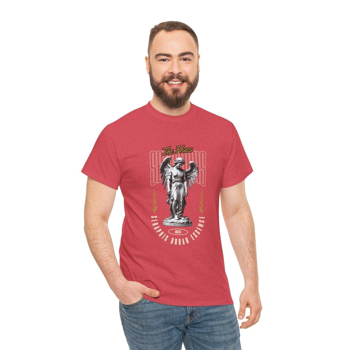 Urban Statue Unisex Heavy Cotton Tee - Stylish Graphic Tee for Trendsetters - Antique Cherry Red - S - Urban Statue Unisex Heavy Cotton Tee - Stylish Graphic Tee for Trendsetters - Tatoo Tee