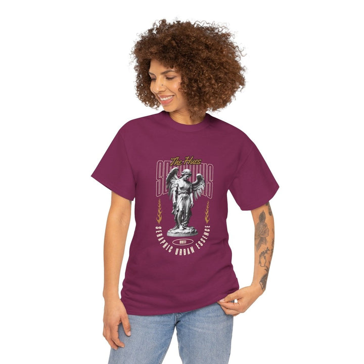 Urban Statue Unisex Heavy Cotton Tee - Stylish Graphic Tee for Trendsetters - Berry - S - Urban Statue Unisex Heavy Cotton Tee - Stylish Graphic Tee for Trendsetters - Tatoo Tee