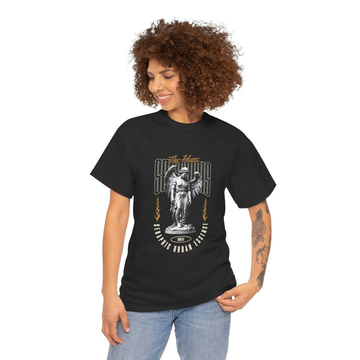 Urban Statue Unisex Heavy Cotton Tee - Stylish Graphic Tee for Trendsetters - Black - S - Urban Statue Unisex Heavy Cotton Tee - Stylish Graphic Tee for Trendsetters - Tatoo Tee