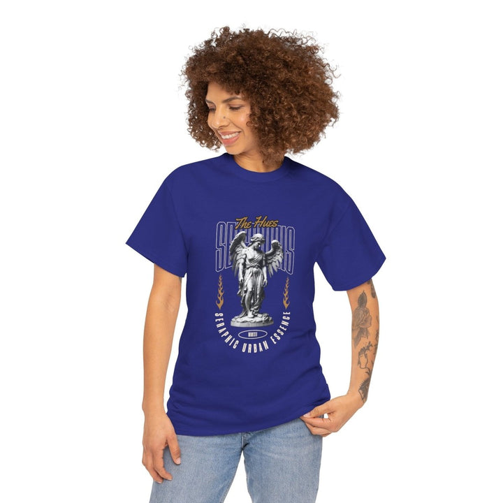 Urban Statue Unisex Heavy Cotton Tee - Stylish Graphic Tee for Trendsetters - Cobalt - S - Urban Statue Unisex Heavy Cotton Tee - Stylish Graphic Tee for Trendsetters - Tatoo Tee