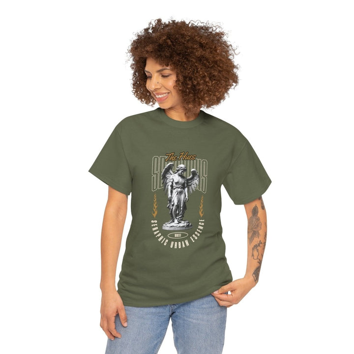 Urban Statue Unisex Heavy Cotton Tee - Stylish Graphic Tee for Trendsetters - Military Green - S - Urban Statue Unisex Heavy Cotton Tee - Stylish Graphic Tee for Trendsetters - Tatoo Tee