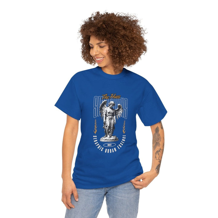 Urban Statue Unisex Heavy Cotton Tee - Stylish Graphic Tee for Trendsetters - Royal - S - Urban Statue Unisex Heavy Cotton Tee - Stylish Graphic Tee for Trendsetters - Tatoo Tee