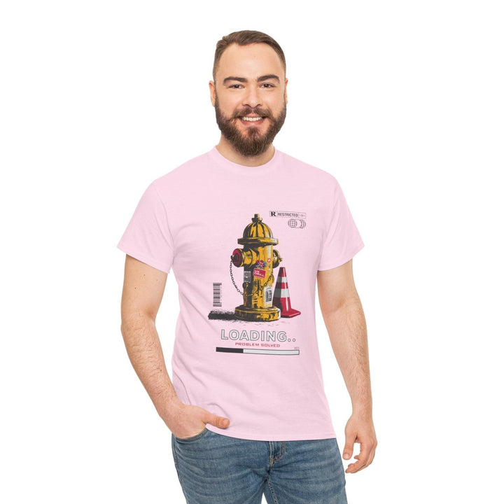 Urban Style Unisex Heavy Cotton Tee - 'Loading...' Graphic Design - Light Pink - S - Urban Style Unisex Heavy Cotton Tee - 'Loading...' Graphic Design - Tatoo Tee