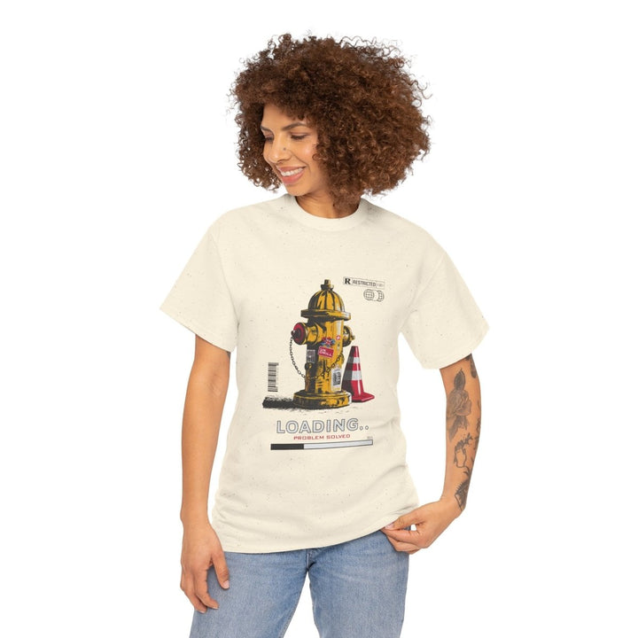 Urban Style Unisex Heavy Cotton Tee - 'Loading...' Graphic Design - Natural - S - Urban Style Unisex Heavy Cotton Tee - 'Loading...' Graphic Design - Tatoo Tee