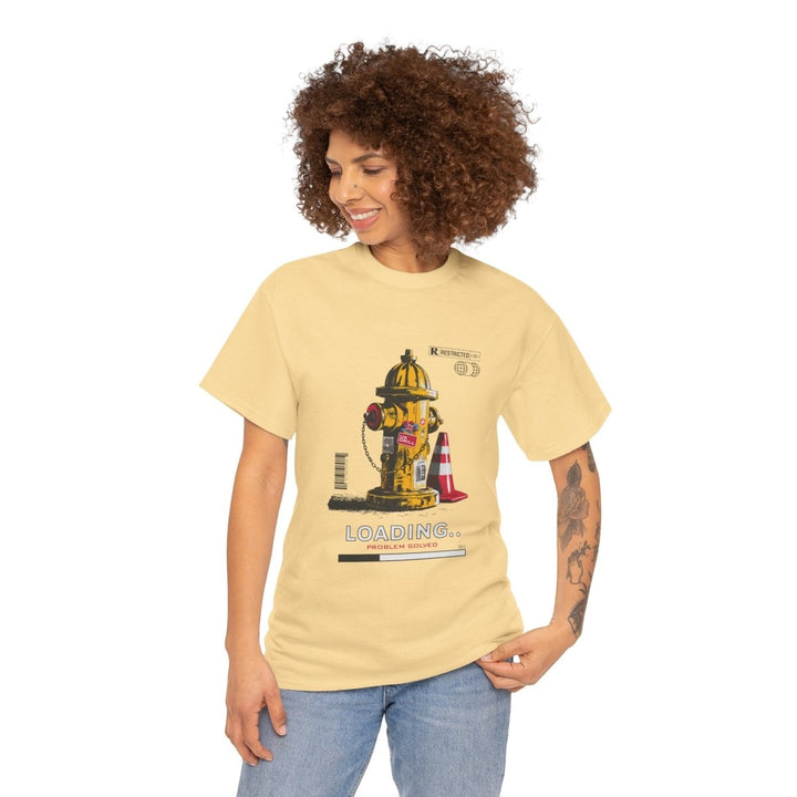 Urban Style Unisex Heavy Cotton Tee - 'Loading...' Graphic Design - Yellow Haze - S - Urban Style Unisex Heavy Cotton Tee - 'Loading...' Graphic Design - Tatoo Tee