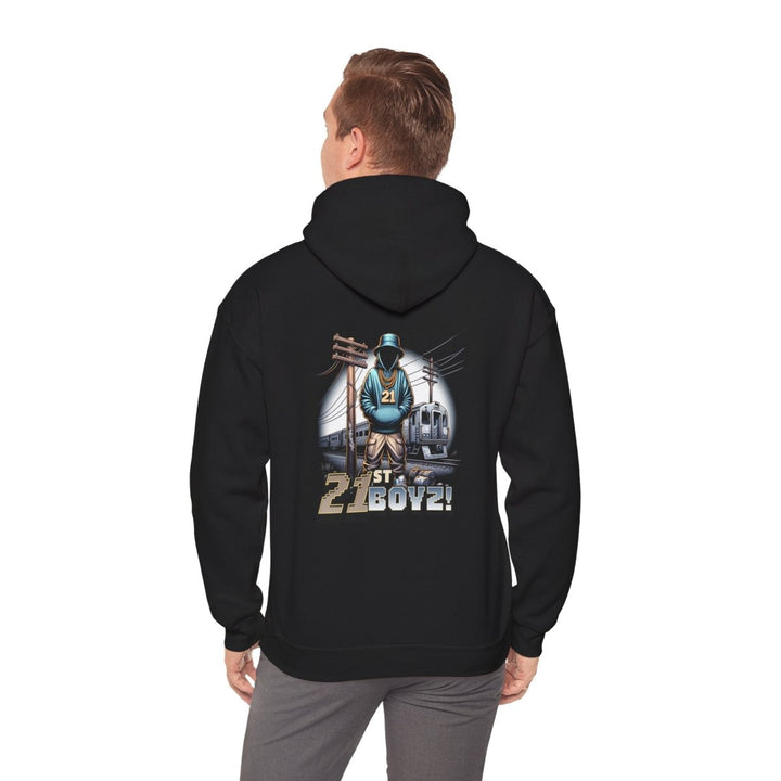 Urban Vibe Hoodie with 21st Boy Design - Black - S - Urban Vibe Hoodie with 21st Boy Design - Tatoo Tee