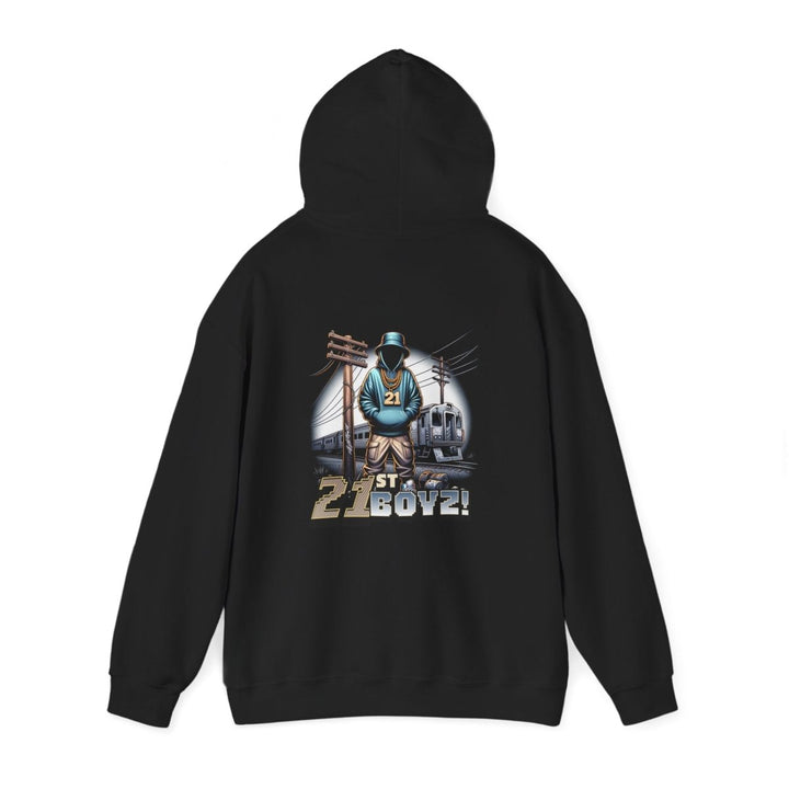 Urban Vibe Hoodie with 21st Boy Design - Black - S - Urban Vibe Hoodie with 21st Boy Design - Tatoo Tee