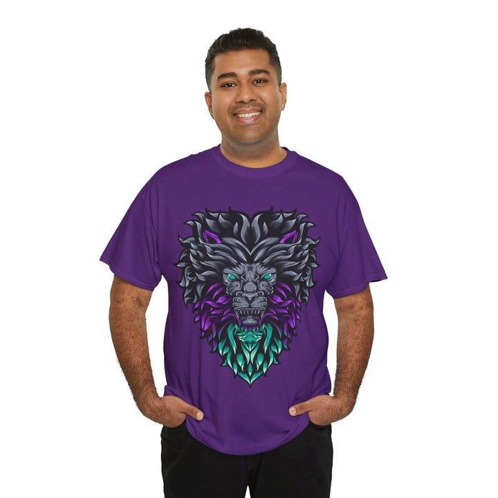 Vibrant Lion Graphic Unisex Heavy Cotton Tee - Wild Spirit Wear - Azalea - S - Vibrant Lion Graphic Unisex Heavy Cotton Tee - Wild Spirit Wear - Tatoo Tee