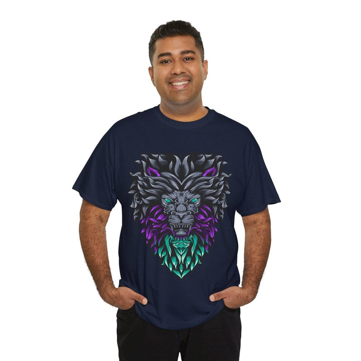 Vibrant Lion Graphic Unisex Heavy Cotton Tee - Wild Spirit Wear - Azalea - S - Vibrant Lion Graphic Unisex Heavy Cotton Tee - Wild Spirit Wear - Tatoo Tee