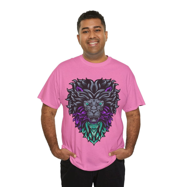 Vibrant Lion Graphic Unisex Heavy Cotton Tee - Wild Spirit Wear - Azalea - S - Vibrant Lion Graphic Unisex Heavy Cotton Tee - Wild Spirit Wear - Tatoo Tee