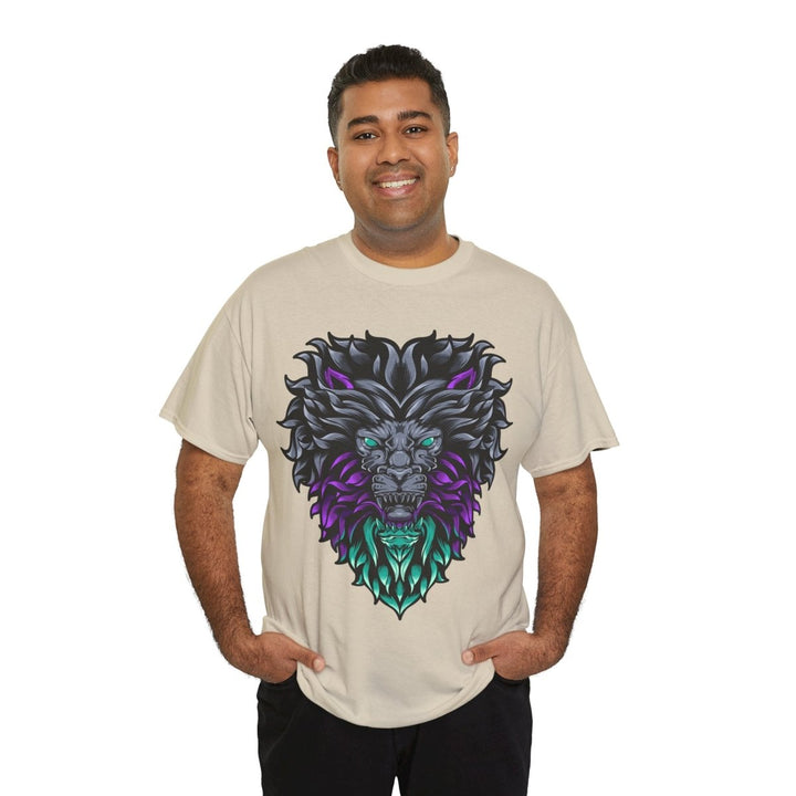 Vibrant Lion Graphic Unisex Heavy Cotton Tee - Wild Spirit Wear - Azalea - S - Vibrant Lion Graphic Unisex Heavy Cotton Tee - Wild Spirit Wear - Tatoo Tee
