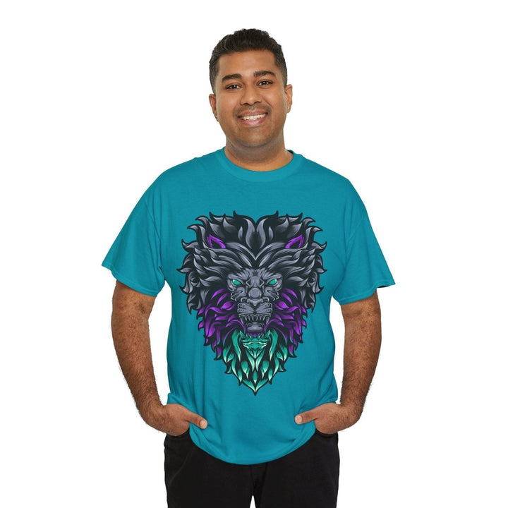 Vibrant Lion Graphic Unisex Heavy Cotton Tee - Wild Spirit Wear - Azalea - S - Vibrant Lion Graphic Unisex Heavy Cotton Tee - Wild Spirit Wear - Tatoo Tee