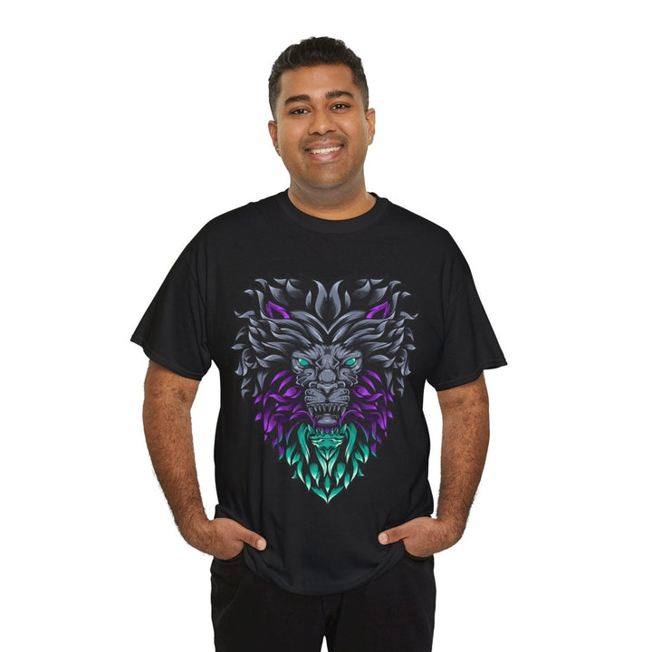 Vibrant Lion Graphic Unisex Heavy Cotton Tee - Wild Spirit Wear - Azalea - S - Vibrant Lion Graphic Unisex Heavy Cotton Tee - Wild Spirit Wear - Tatoo Tee
