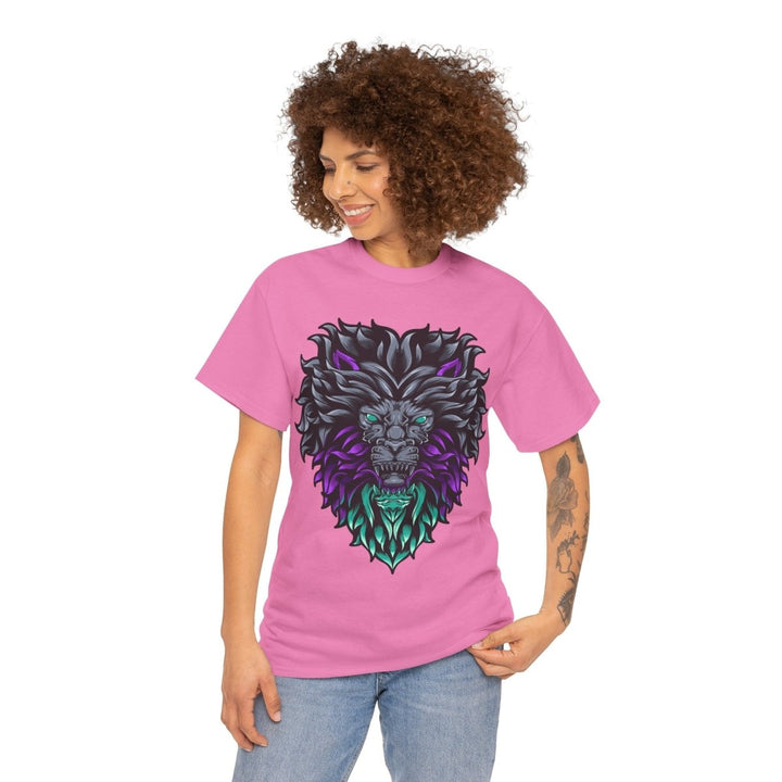 Vibrant Lion Graphic Unisex Heavy Cotton Tee - Wild Spirit Wear - Azalea - S - Vibrant Lion Graphic Unisex Heavy Cotton Tee - Wild Spirit Wear - Tatoo Tee
