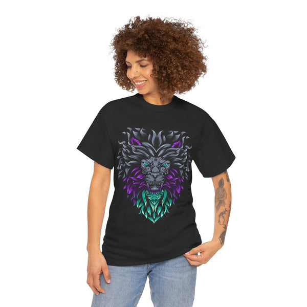 Vibrant Lion Graphic Unisex Heavy Cotton Tee - Wild Spirit Wear - Black - S - Vibrant Lion Graphic Unisex Heavy Cotton Tee - Wild Spirit Wear - Tatoo Tee
