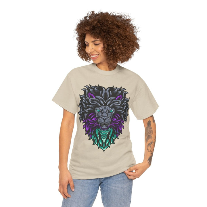 Vibrant Lion Graphic Unisex Heavy Cotton Tee - Wild Spirit Wear - Sand - S - Vibrant Lion Graphic Unisex Heavy Cotton Tee - Wild Spirit Wear - Tatoo Tee