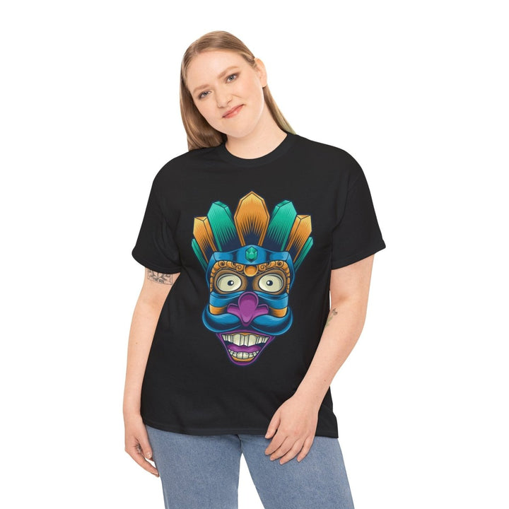 Vibrant Tribal Art Unisex Heavy Cotton Tee - Black - S - Vibrant Tribal Art Unisex Heavy Cotton Tee - Tatoo Tee