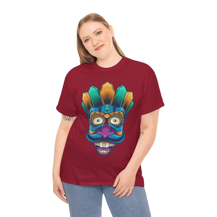 Vibrant Tribal Art Unisex Heavy Cotton Tee - Cardinal Red - S - Vibrant Tribal Art Unisex Heavy Cotton Tee - Tatoo Tee