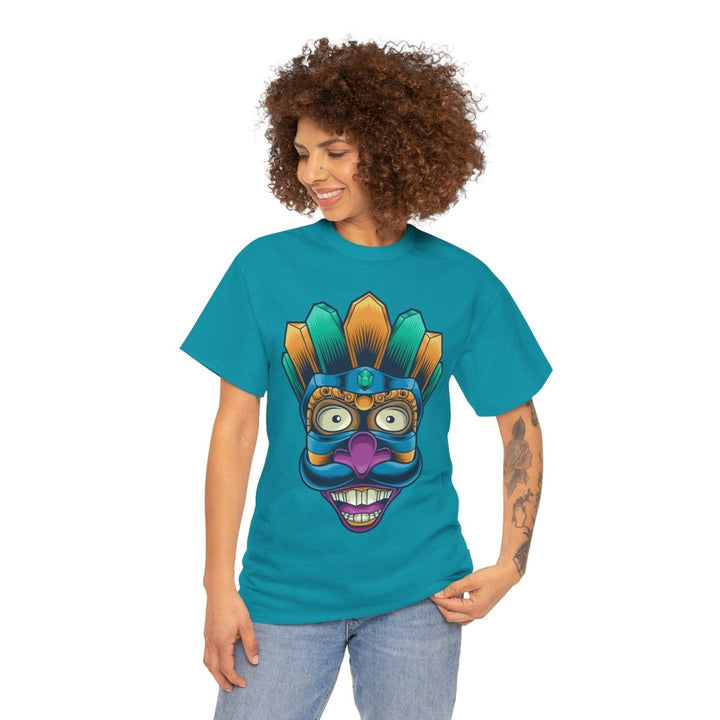 Vibrant Tribal Art Unisex Heavy Cotton Tee - Cardinal Red - S - Vibrant Tribal Art Unisex Heavy Cotton Tee - Tatoo Tee