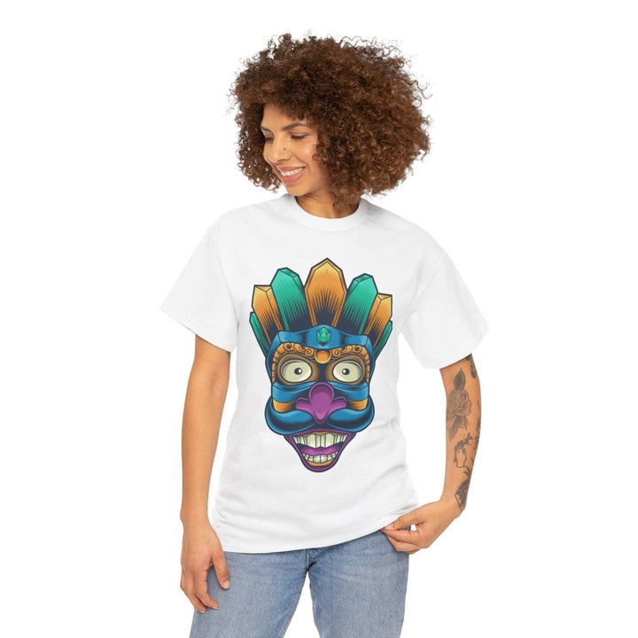 Vibrant Tribal Art Unisex Heavy Cotton Tee - Cardinal Red - S - Vibrant Tribal Art Unisex Heavy Cotton Tee - Tatoo Tee