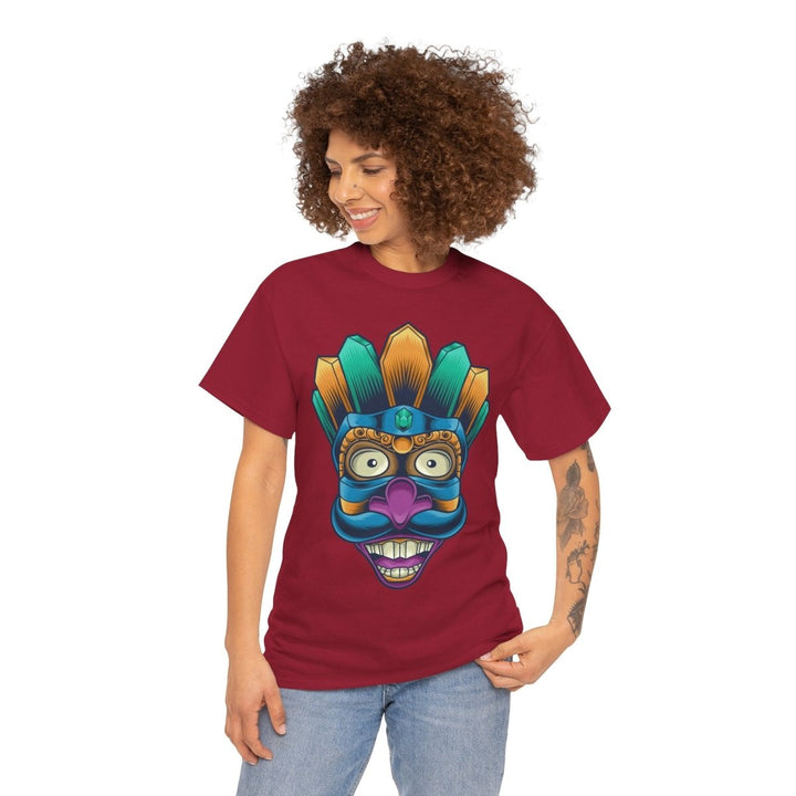 Vibrant Tribal Art Unisex Heavy Cotton Tee - Cardinal Red - S - Vibrant Tribal Art Unisex Heavy Cotton Tee - Tatoo Tee