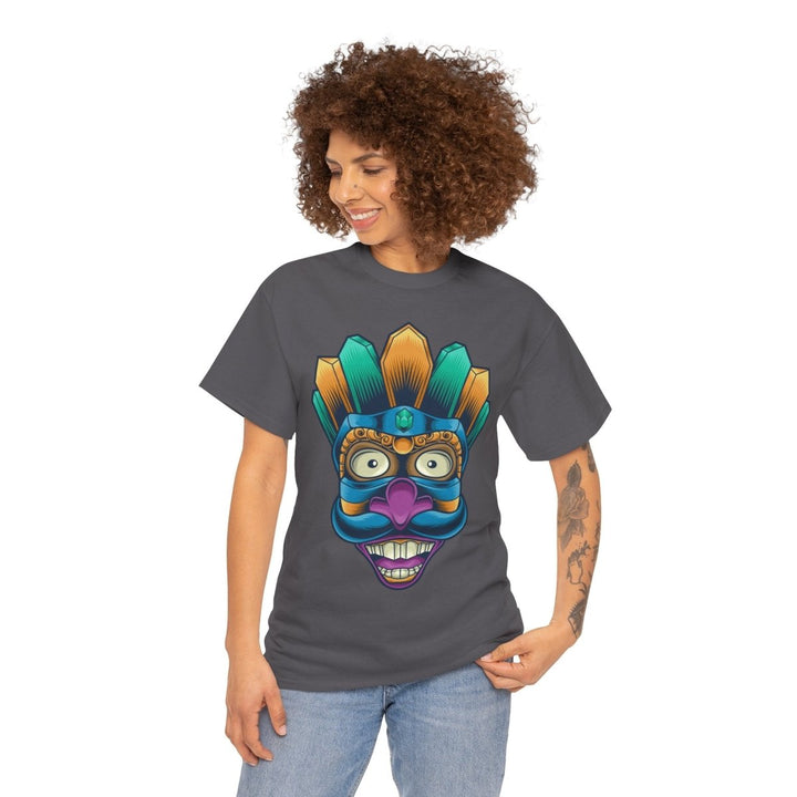Vibrant Tribal Art Unisex Heavy Cotton Tee - Cardinal Red - S - Vibrant Tribal Art Unisex Heavy Cotton Tee - Tatoo Tee