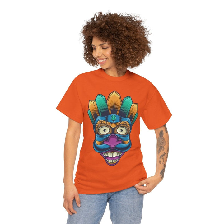 Vibrant Tribal Art Unisex Heavy Cotton Tee - Cardinal Red - S - Vibrant Tribal Art Unisex Heavy Cotton Tee - Tatoo Tee