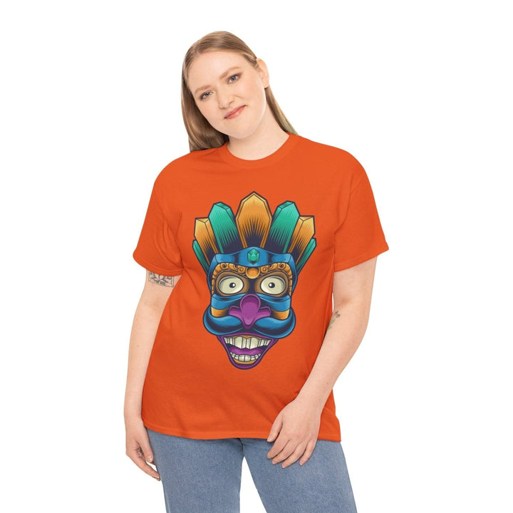 Vibrant Tribal Art Unisex Heavy Cotton Tee - Orange - S - Vibrant Tribal Art Unisex Heavy Cotton Tee - Tatoo Tee