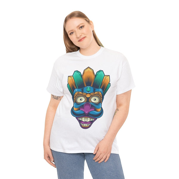 Vibrant Tribal Art Unisex Heavy Cotton Tee - White - S - Vibrant Tribal Art Unisex Heavy Cotton Tee - Tatoo Tee