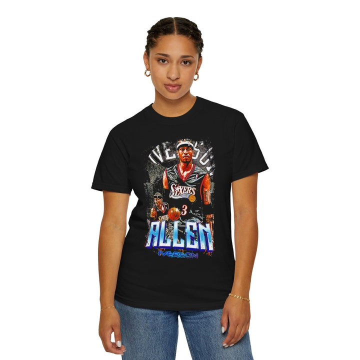 Vintage Allen - Iverson Basketball Graphic Tee - Unisex Garment - Dyed T-Shirt - Black - S - Vintage Allen - Iverson Basketball Graphic Tee - Unisex Garment - Dyed T-Shirt - Tatoo Tee