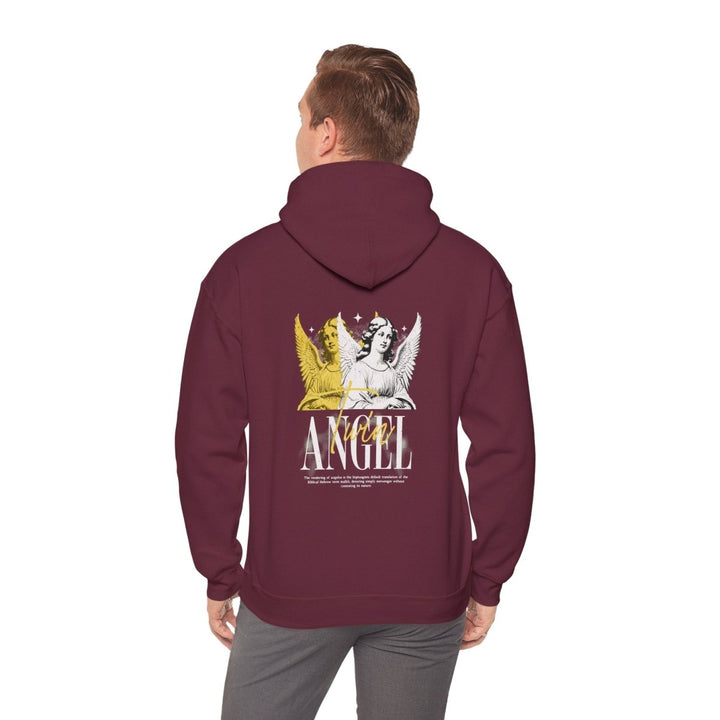 Vintage Angel Graphic Hoodie - Unisex Heavy Blend Sweatshirt - Maroon - S - Vintage Angel Graphic Hoodie - Unisex Heavy Blend Sweatshirt - Tatoo Tee