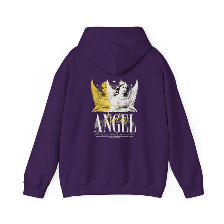 Vintage Angel Graphic Hoodie - Unisex Heavy Blend Sweatshirt - Purple - S - Vintage Angel Graphic Hoodie - Unisex Heavy Blend Sweatshirt - Tatoo Tee