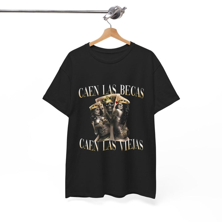 Vintage Inspired Unisex Heavy Cotton Tee - 'Caen Las Becas, Caen Las Viejas' Graphic Shirt - Black - S - Vintage Inspired Unisex Heavy Cotton Tee - 'Caen Las Becas, Caen Las Viejas' Graphic Shirt - Tatoo Tee