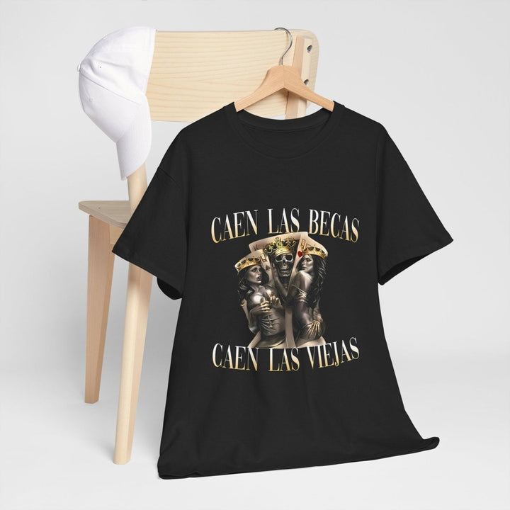 Vintage Inspired Unisex Heavy Cotton Tee - 'Caen Las Becas, Caen Las Viejas' Graphic Shirt - Black - S - Vintage Inspired Unisex Heavy Cotton Tee - 'Caen Las Becas, Caen Las Viejas' Graphic Shirt - Tatoo Tee