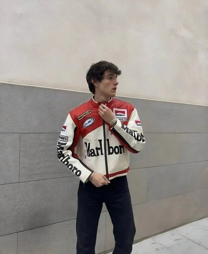 Vintage Marlboro Racing Leather Jacket - XS - Male - Vintage Marlboro Racing Leather Jacket - Tatoo Tee