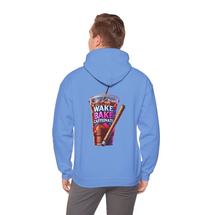 Wake and Caffeinate Unisex Hoodie - Carolina Blue - S - Wake and Caffeinate Unisex Hoodie - Tatoo Tee