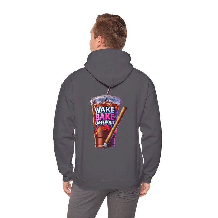 Wake and Caffeinate Unisex Hoodie - Charcoal - S - Wake and Caffeinate Unisex Hoodie - Tatoo Tee