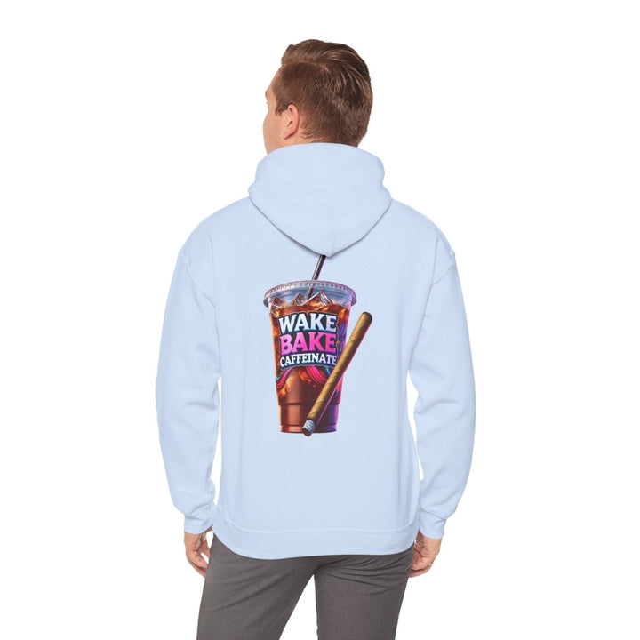 Wake and Caffeinate Unisex Hoodie - Light Blue - S - Wake and Caffeinate Unisex Hoodie - Tatoo Tee
