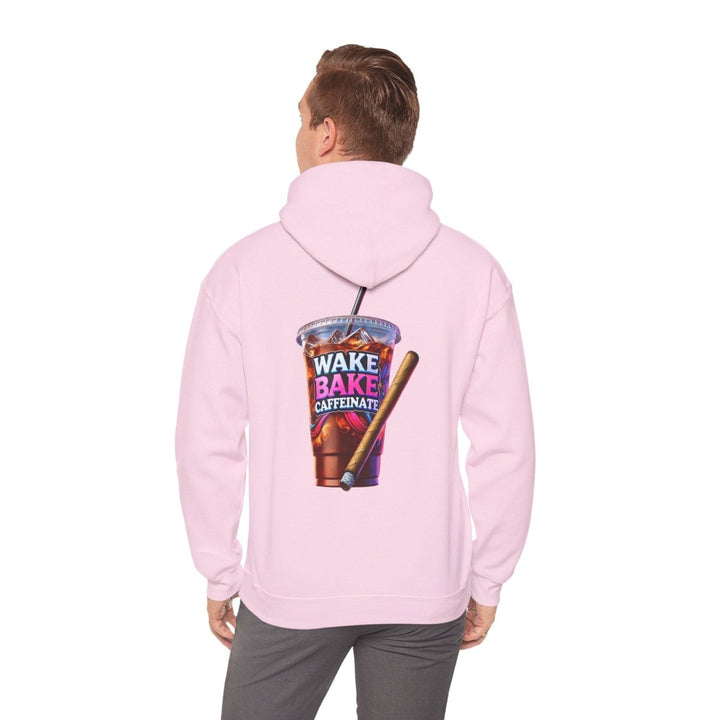 Wake and Caffeinate Unisex Hoodie - Light Pink - S - Wake and Caffeinate Unisex Hoodie - Tatoo Tee