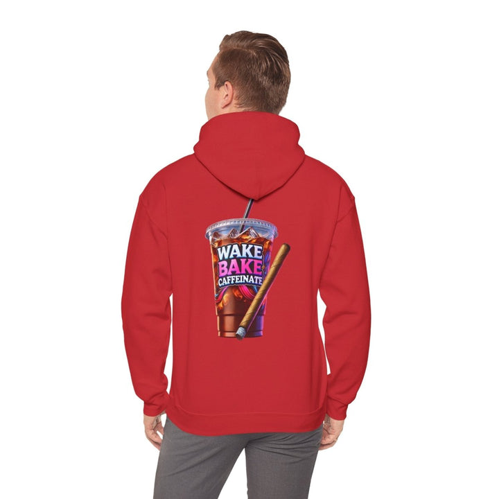 Wake and Caffeinate Unisex Hoodie - Red - S - Wake and Caffeinate Unisex Hoodie - Tatoo Tee